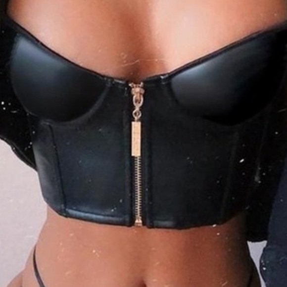 Sexy Leather corset push up/ crop top NWT - Picture 2 of 5